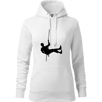 Dámská mikina Visící horolezec - Mikina dámská Cape s kapucí - XS ( Bílá )