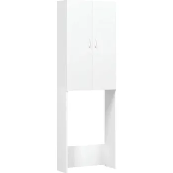 Koupelnový nábytek Koupelnová skříňka pro vestavnou pračku, bílá, 64x25,5x190 cm, 2 dvířka, 3 police