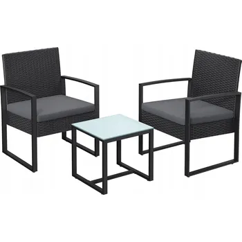 Zahradní sestava Sada zahradního nábytku kovová Songmics černá 3 ks