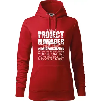 Dámská mikina Being A Project Manager - bike - Mikina dámská Cape s kapucí - M ( Červená )