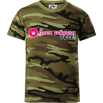 Chlapecké tričko Jsem královna vole! - Dětské maskáčové triko - 122 cm/6 let ( Zelený maskáč )