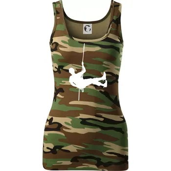 Dámské tričko Visící horolezec - Dámské Maskáčové tílko - XL ( Hnědý maskáč )