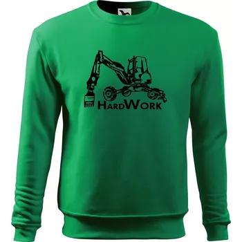 Chlapecké tričko Hard Work kráčivý bagr - Mikina Essential dětská - 146 cm/10 let ( Středně zelená )