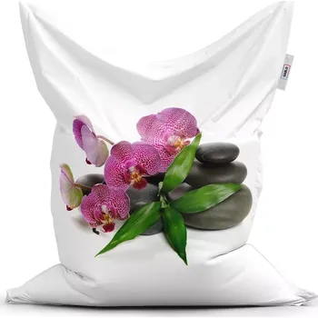 Sedací pytel Sablio Sedací vak Classic Orchideje a kameny - 150x100 cm