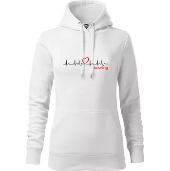 Dámská mikina Moje srdce bije pro Bowling - Mikina dámská Cape s kapucí - XS ( Bílá )