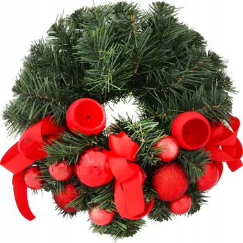 Vánoční dekorace VÁNOČNÍ DEKORATIVNÍ VĚNEC ČERVENÝ 40 CM
