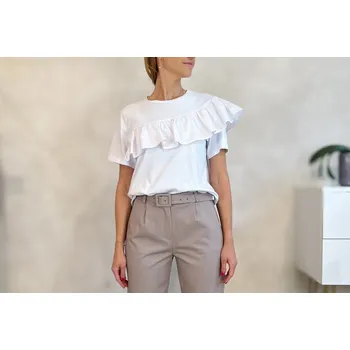 Dámské šaty Please Bílé tričko s volánem