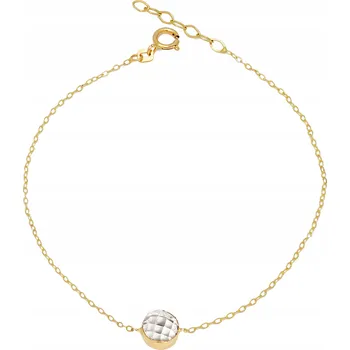 Náramek Zlatý náramek 585 s vazbou ankier a kulatým zirkonem jako dárek – módní