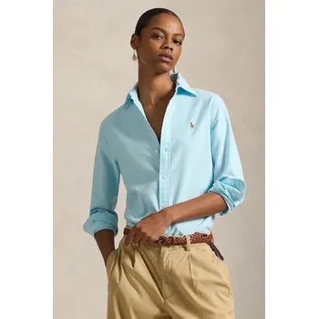 Bavlněná košile Polo Ralph Lauren 211970736 tyrkysová 66X, vel. S