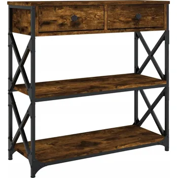 Konferenční stolek Konzolový stolek v industriálním stylu, kouřový dub, 75x28x75 cm