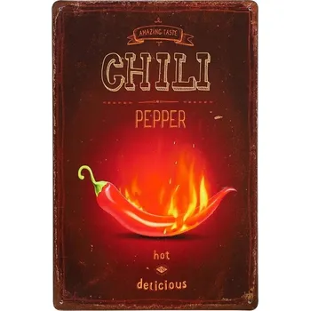 Obraz Dekorativní kovová cedule CHILI