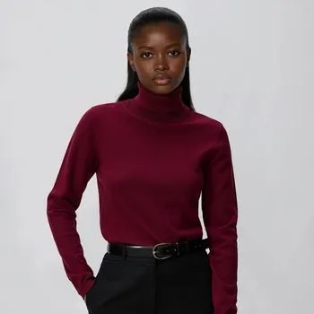 Dámský svetr Reserved - Rolák s viskózou - hnědá - 270GV-83X - 270GV-83X-L