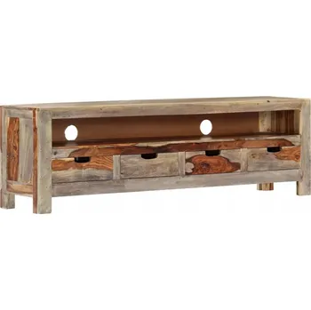 Televizní stolek TV stolek z masivního akáciového dřeva, 130x30x40 cm, 4 zásuvky