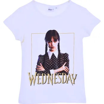Dívčí tričko Wednesday Addams Dívčí tričko potisk WEDNESDAY (krémové), zlatý nápis Velikost: 152