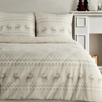 Vánoční bavlněné povlečení 160x200 cm set béžový skandinávský vzor