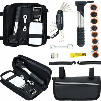 Opravná sada na kolo: pumpička, záplaty, klíče + pouzdro