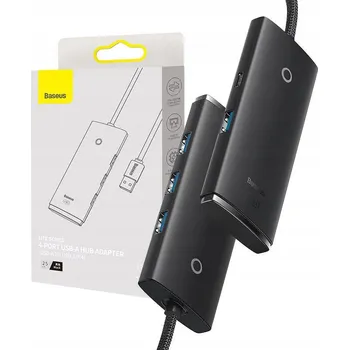 USB hub Hub 4v1 Baseus Lite Series USB-C na 4x USB 3.0 + USB-C, 1 m (černý)