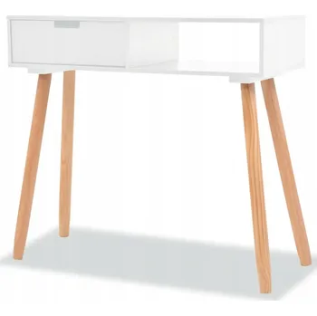 Konferenční stolek Konzolový stolek z borovicového dřeva a MDF, bílo-hnědý, 80x30x72 cm, 1 zásuvka
