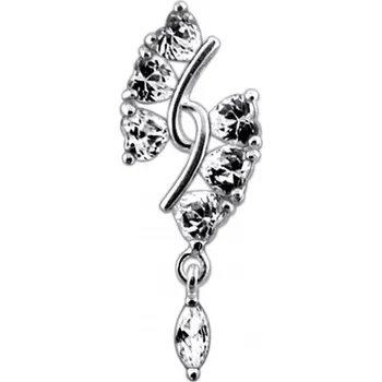 Piercing Šperky4U Stříbrný piercing do pupíku, čiré zirkony - BP01280-C