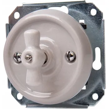 vypínač Keramický vypínač JLM, tlačítkový zvonek pod omítku s otočným knoflíkem, bez rámečku, šedý