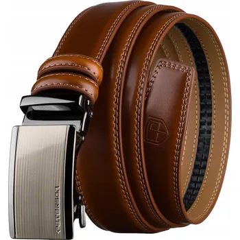 Opasek Pásek hnědý kožený Peterson pánský ke kalhotám automatická spona elegantní