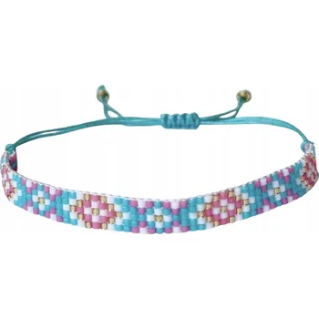 Náramek Náramek aztec, drobné barevné korálky, jemný, nastavitelný na šňůrce