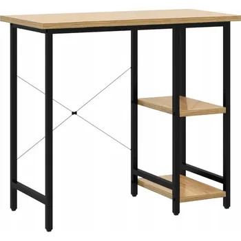 Jídelní stůl Počítačový stůl industriální, černá a světlý dub, 80x40x72 cm