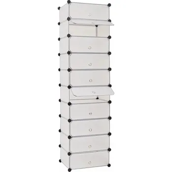 Botník Botník s 10 přihrádkami a dvířky, bílý, 47x37x172 cm