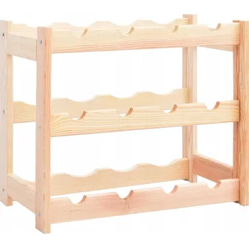 Stojan na 12 lahví vína, masivní borovicové dřevo, 43x25x38 cm