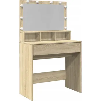 Toaletní stolek Toaletní Stolek se zrcadlem a LED osvětlením, Dub Sonoma, 80x41x134,5 cm