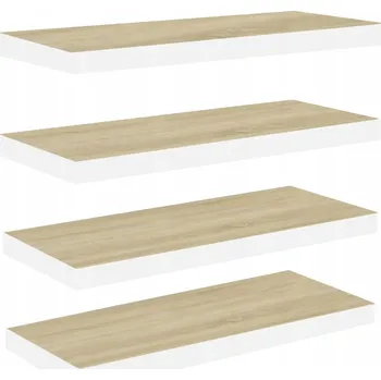 police Nástěnné police MDF a kov, dub/bílá, 60x23,5x3,8 cm