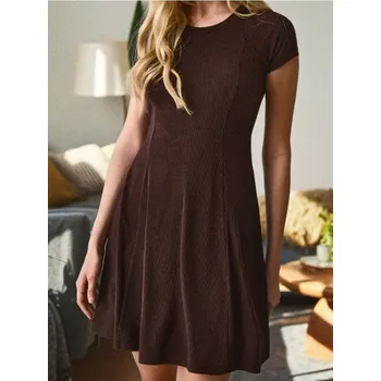 Dámské šaty Sinsay - Mini šaty z žebrovaného úpletu - hnědá - 917EY-88X - 917EY-88X-M