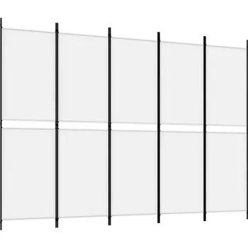 Paraván Paraván z tkaniny a železa, bílý, 250 x 180 cm