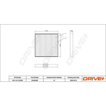 Kabinový filtr Kabinový (pylový) filtr DRIVE+ DP1110.12.0298