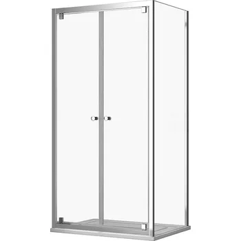 Galamb Kout sprchový čtvercový s dvoukřídlými dveřmi 90 x 190 cm a pevnou stěnou 90 x 190 cm, profil: aluchrom, výplň: transparent, T12490 + TSP900