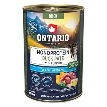 Krmivo pro psa Konzerva Ontario Adult monoprotein kachní pate s dýní 400g