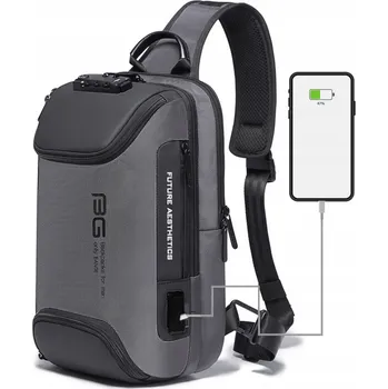 Batoh Bange BG-7082 s ochranou proti krádeži, na jedno rameno a organizérem na USB, šedý