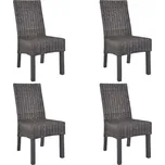 ZBXL Jídelní židle 4 ks hnědé ratan kubu a mangovníkové dřevo