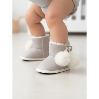 Dívčí obuv Teplé kožené capáčky pro batolata vel. M do 6 měsíců, Dětské boty 6-12 měsíců