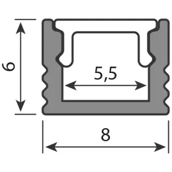 LED páska Přisazený hliníkový profil PEA 6x8mm bez difuzoru 2m