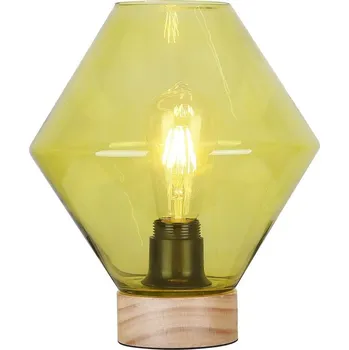 Lampička Stolní skandinávská lampa KARO - 1xE27, 60W, přírodní dřevo / zelená