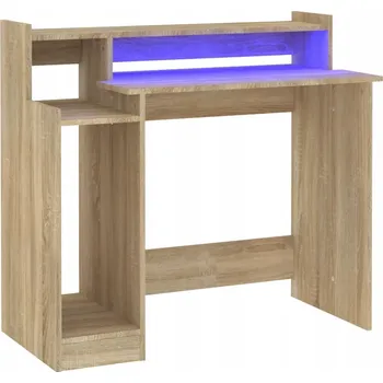 Psací stůl Počítačový stůl s LED podsvícením, dub sonoma, 97x45x90 cm