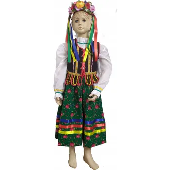 Karnevalový kostým Kostým DĚTSKÝ krakovský, vesta 110-116 zelená + sukně