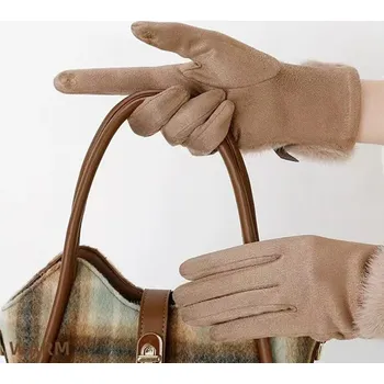 Rukavice Tmavě béžové dámské RUKAVICE elegantní doplněk k oblečení na zimu