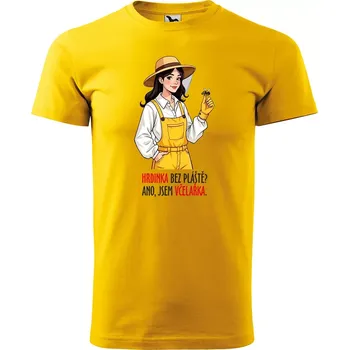 Pánské tričko Sablio Tričko s potiskem Hrdinka bez pláště? Ano, jsem včelařka - žluté S