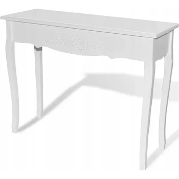 Toaletní stolek Konzole Toaletní Stolek z MDF a borovicového dřeva, bílá, 100 x 35 x 78 cm