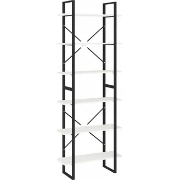 regál Industriální regál z masivního borovicového dřeva, bílý, 80x30x210 cm