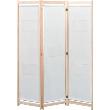 Paraván Paraván třídílný s kapsami, jedlové dřevo a textil, 120x170x4 cm, k