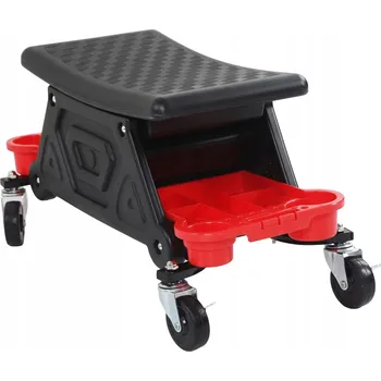 Stolička DÍLENSKÁ STOLIČKA TABURET S OTOČNÝM SEDADLEM NA KOLEČKÁCH 360° S MÍSTEM PRO NÁŘADÍ