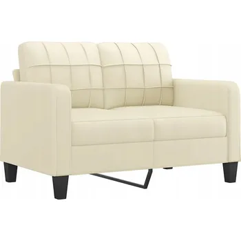 Pohovka Krémová pohovka pro 2 osoby z umělé kůže s kovovým rámem 138x77x80 cm